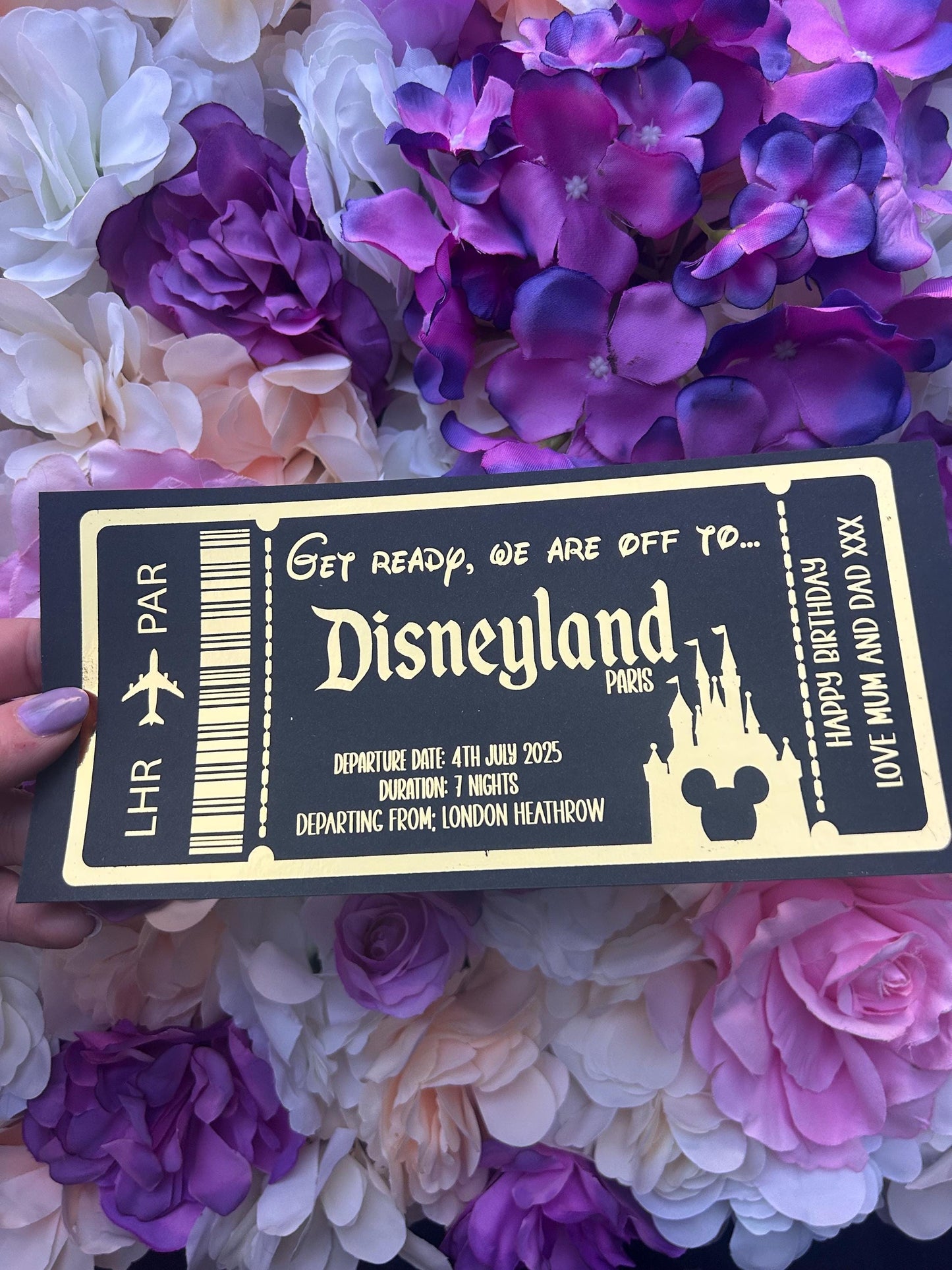 Personalized Foil Ticket Reveal: Holiday Boarding Pass Keepsake