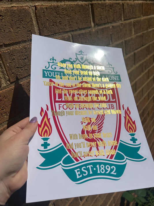 A4 LFC football team  Wall Art / Decor A4 Print with gold foil
