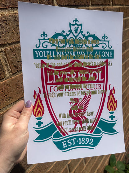 A4 LFC football team  Wall Art / Decor A4 Print with gold foil