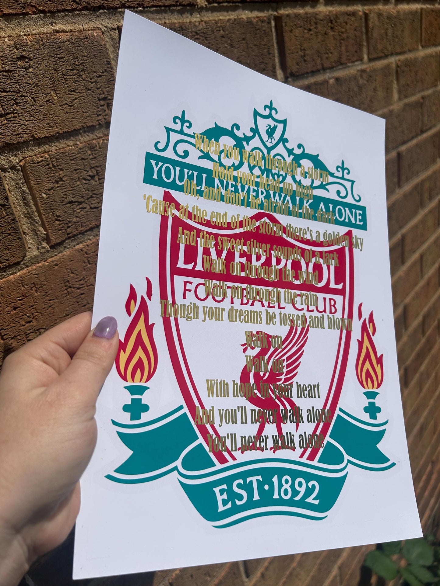 A4 LFC football team  Wall Art / Decor A4 Print with gold foil