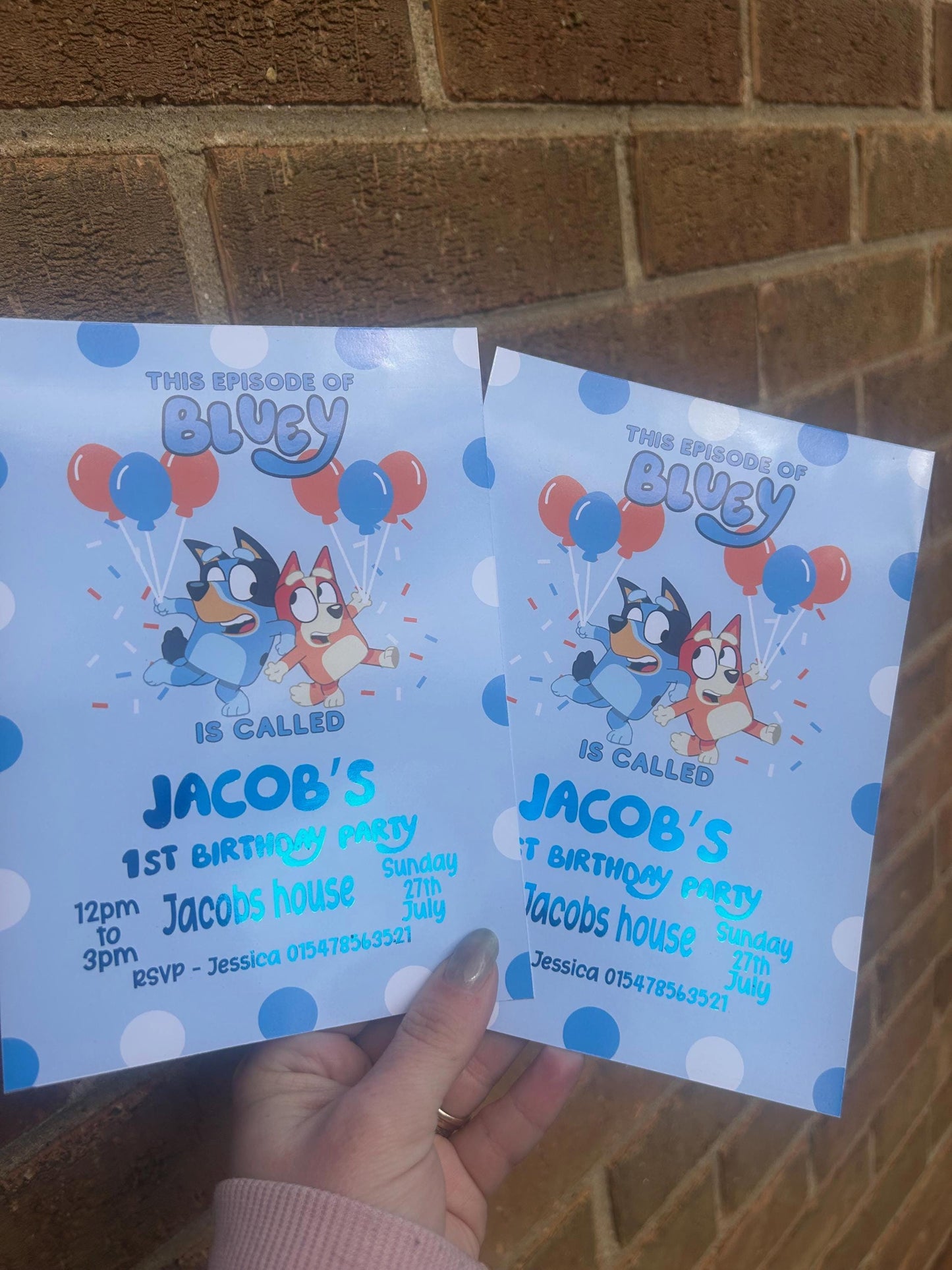 Personalised Blue Dog Birthday Invitations | A5 Kids Party Invites UK