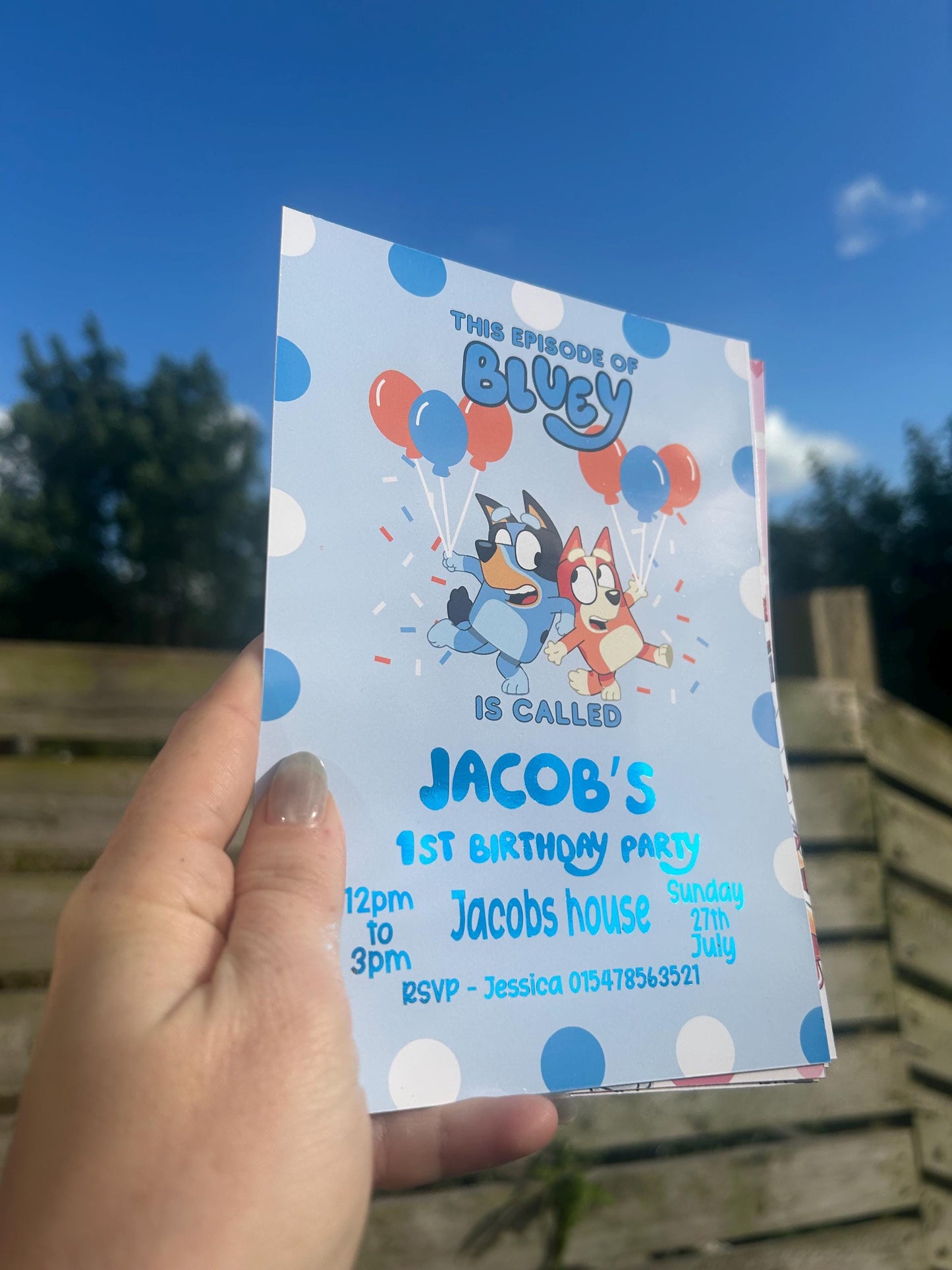 Personalised Blue Dog Birthday Invitations | A5 Kids Party Invites UK
