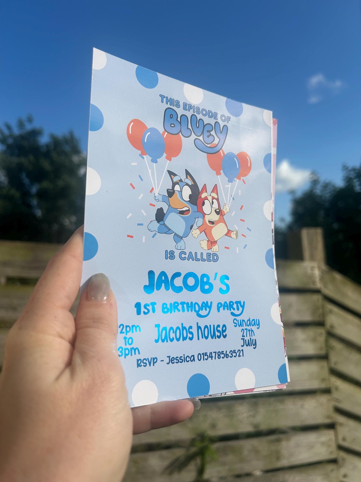Personalised Blue Dog Birthday Invitations | A5 Kids Party Invites UK