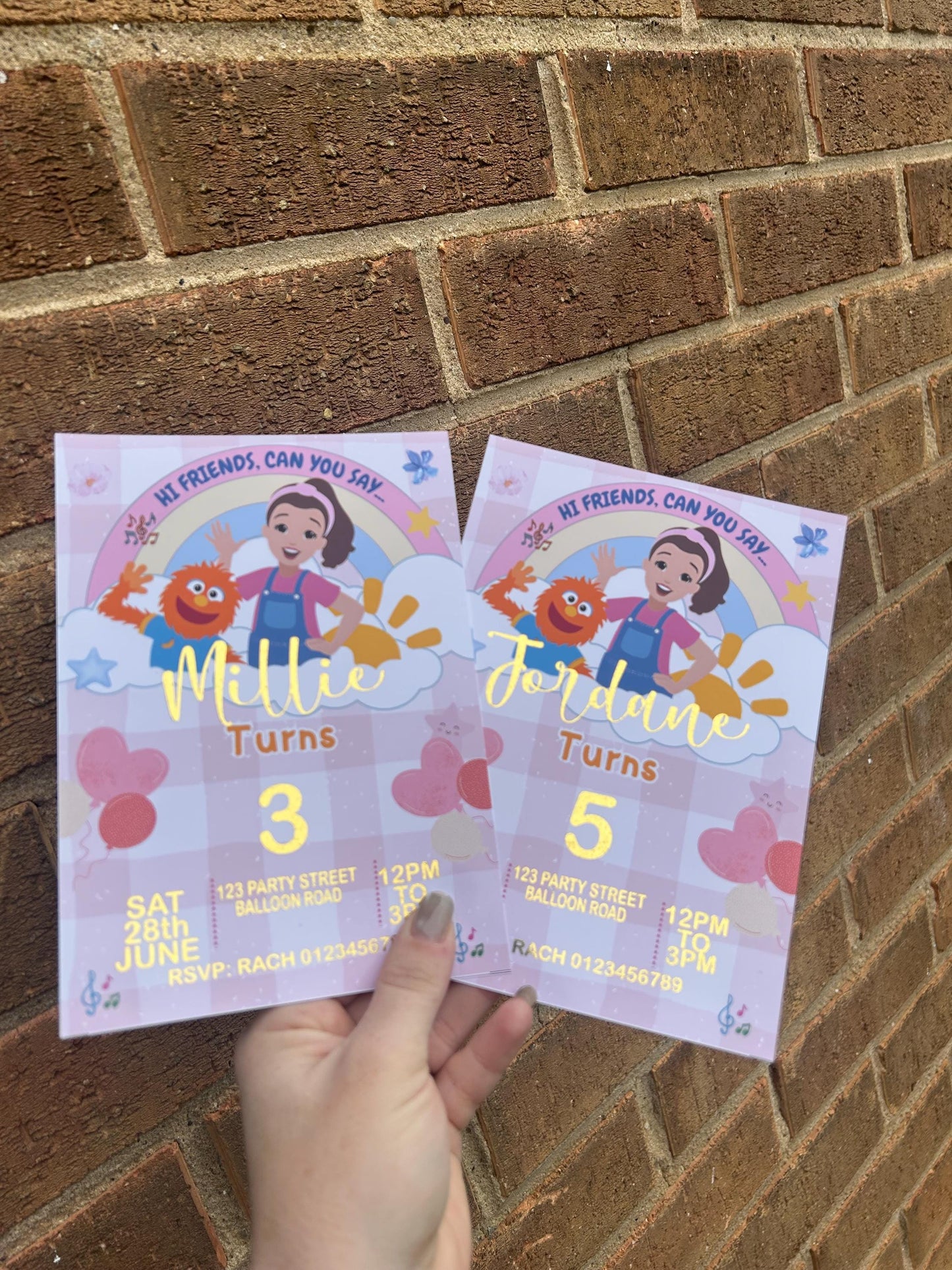 Kids Personalised Ms Rachel Birthday Invitations | A5 Foil Party Invites