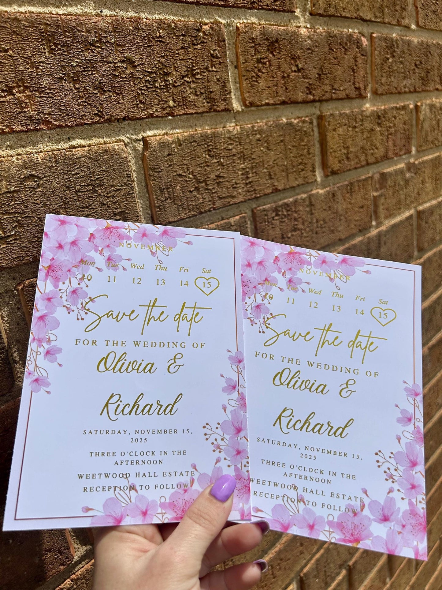 Personalised Foiled wedding Save the date invites a5 size