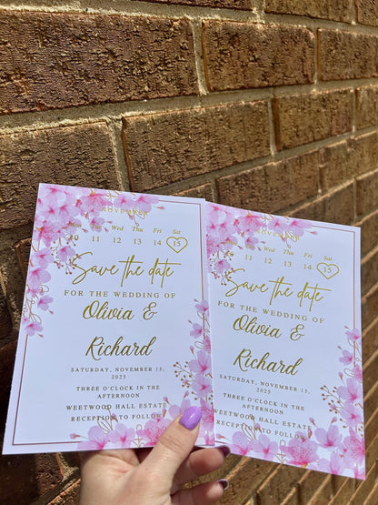 Personalised Foiled wedding Save the date invites a5 size
