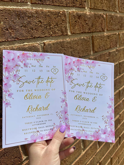 Personalised Foiled wedding Save the date invites a5 size