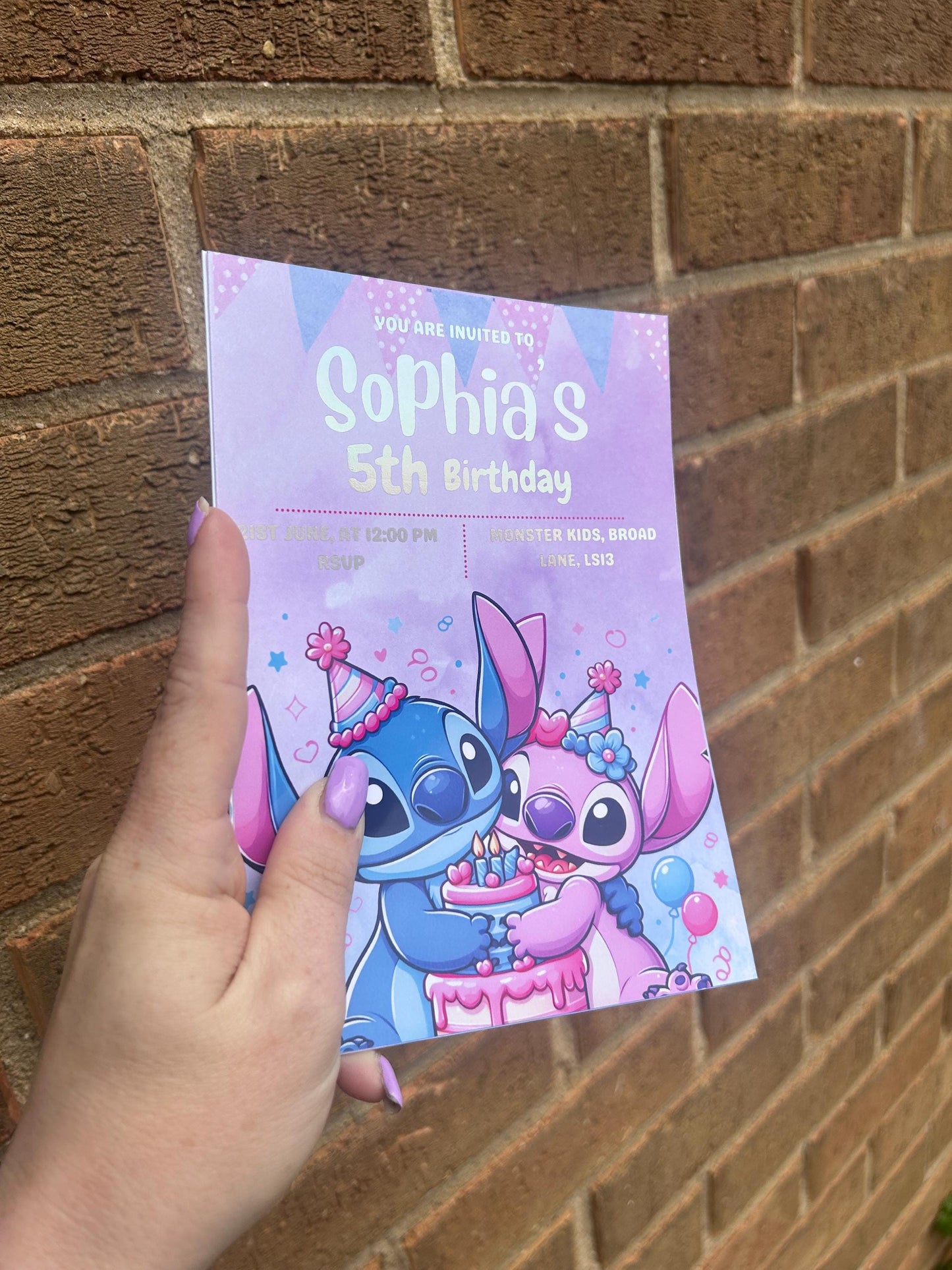 Personalised blue alien and Angel birthday invites a5 size
