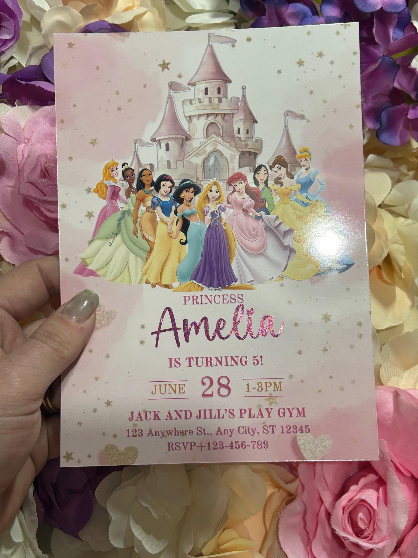 Personalised Princess Birthday Invitations | A5 Foil Kids Party Invites