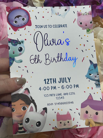 Personalised Dollhouse Birthday Invitations | A5 Kids Party Invites UK