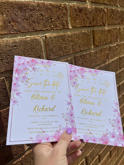 Personalised Foiled wedding Save the date invites a5 size