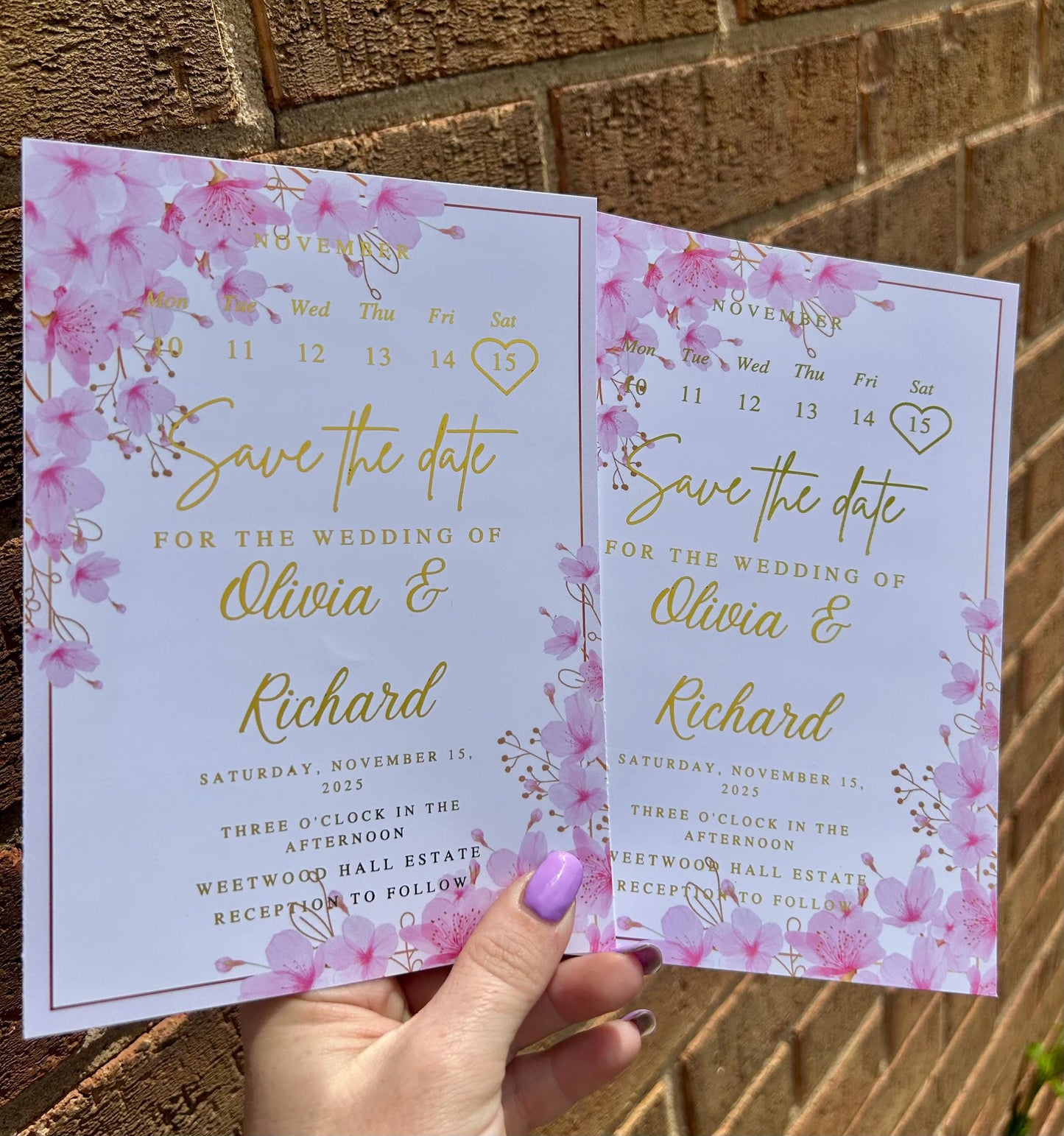 Personalised Foiled wedding Save the date invites a5 size