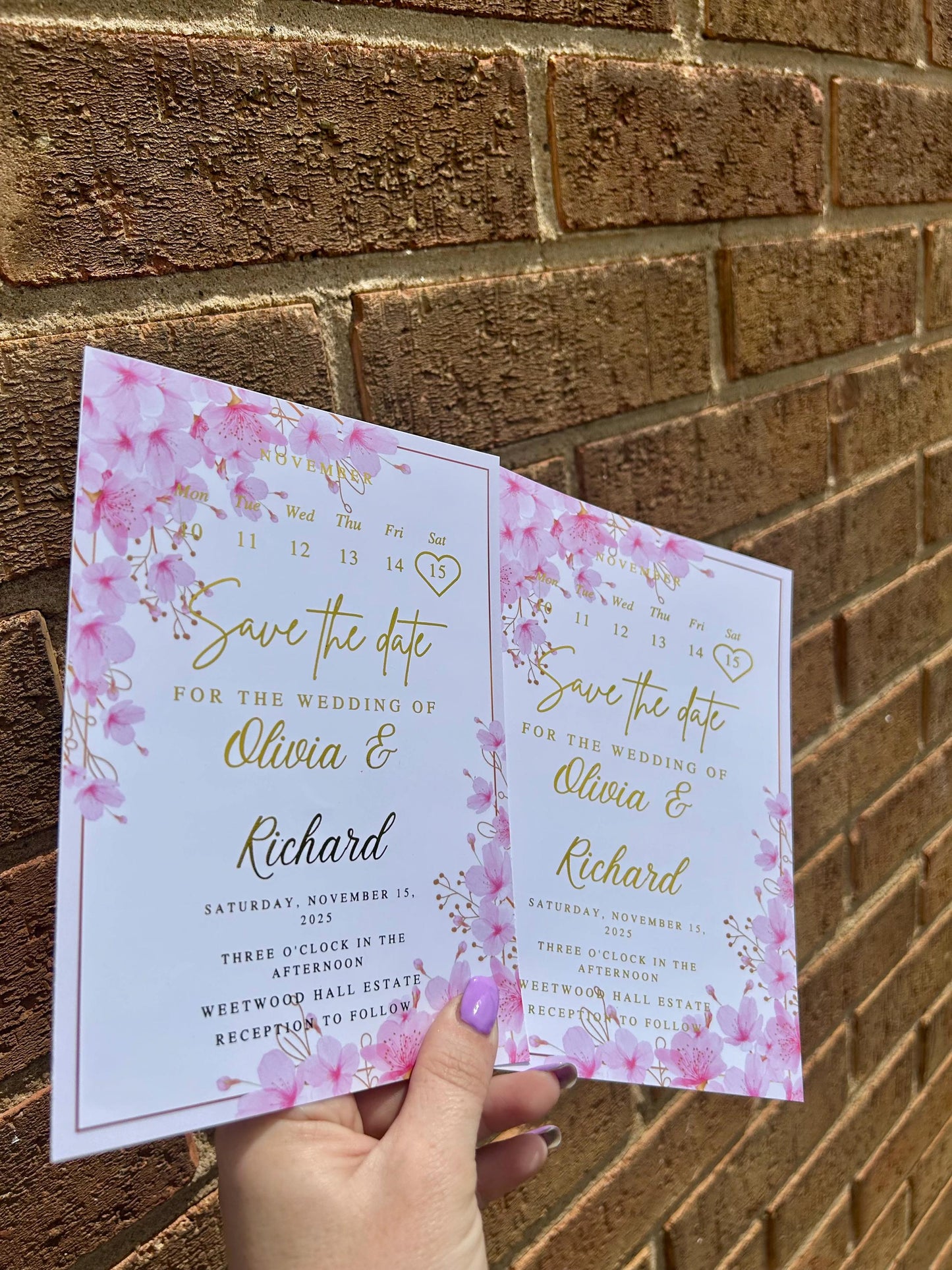 Personalised Foiled wedding Save the date invites a5 size