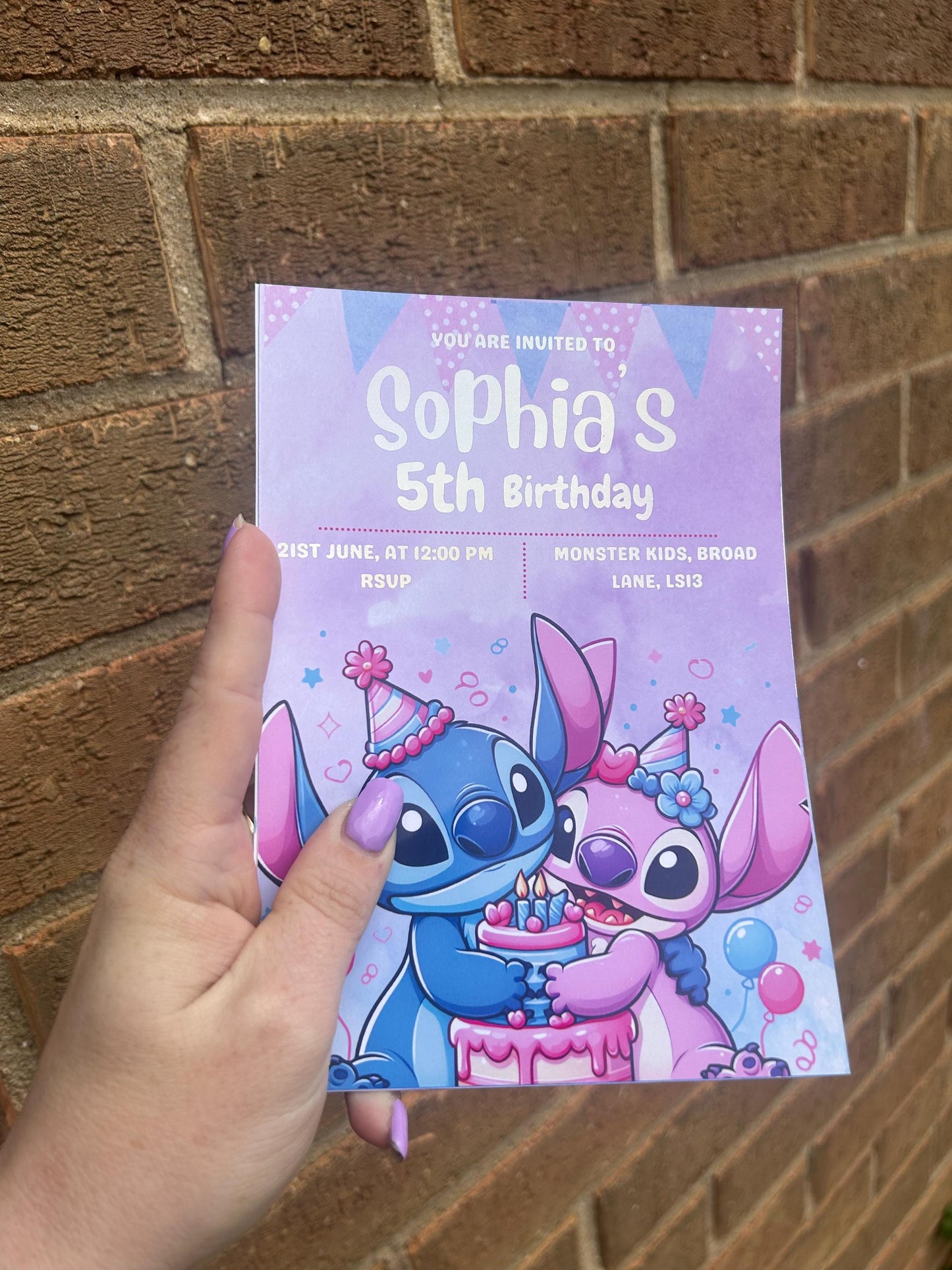 Personalised blue alien and Angel birthday invites a5 size