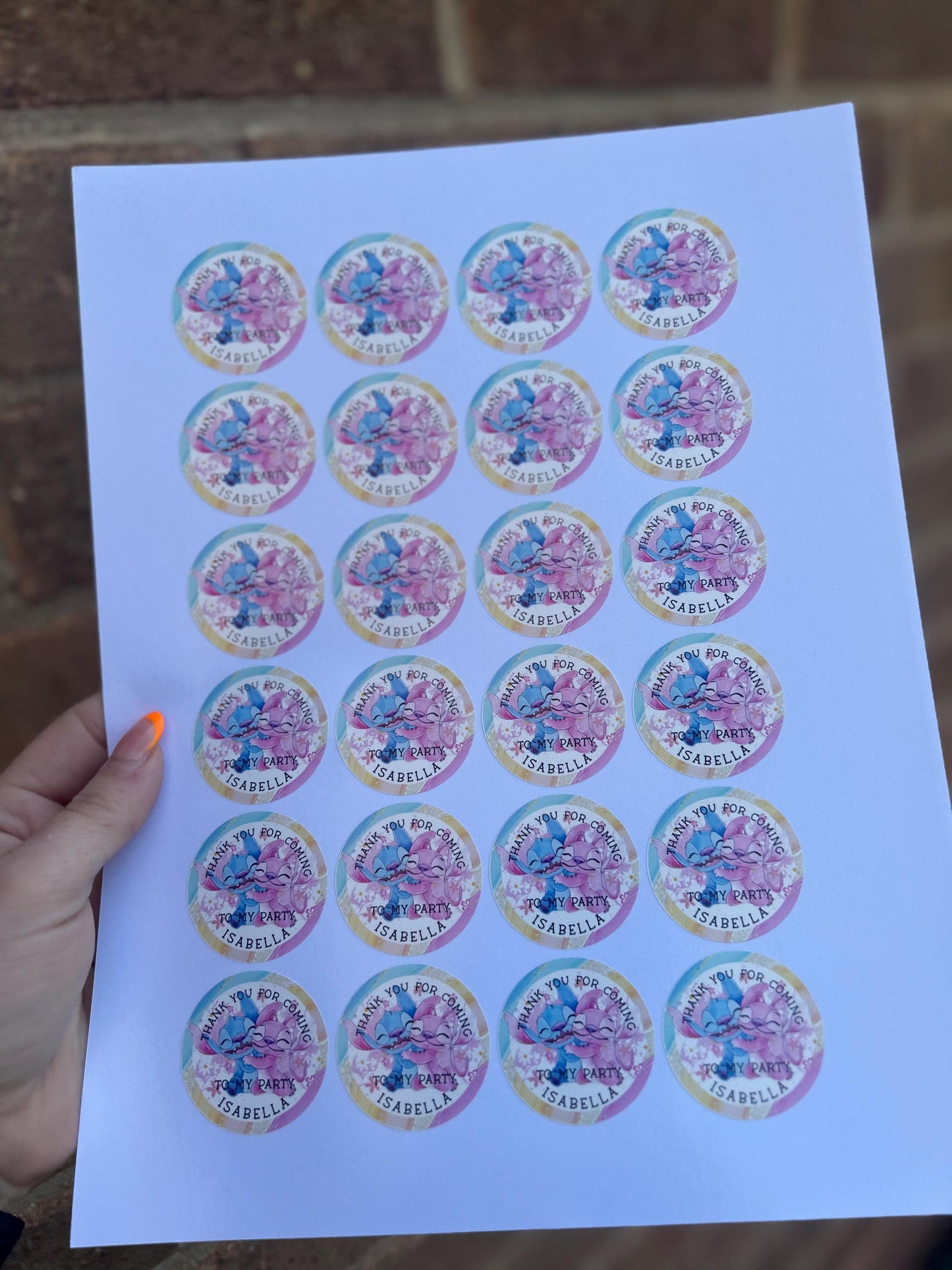 Personalized Birthday Party Thank You Stickers: 1.5" Round, 24/Sheet