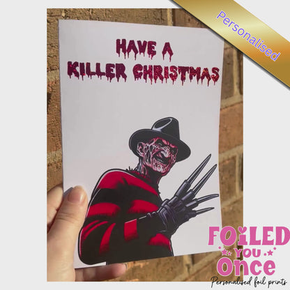 “Have a Killer Christmas” Horror Christmas Card — Red Glitter Foil (5x7")