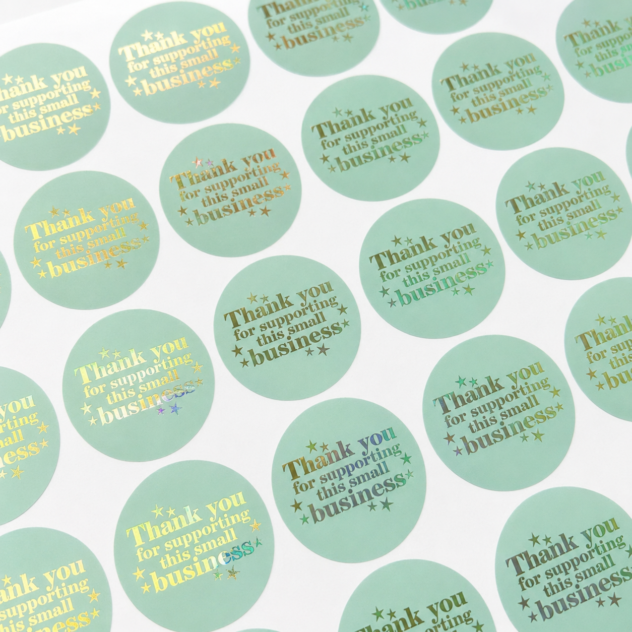 Foiled Thank You for Supporting My Small Business Stickers – Round Packaging Stickers 3 sheets of 35 stickers